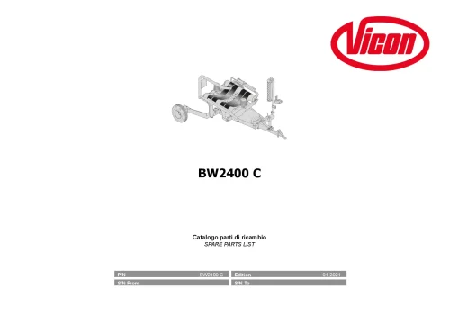 Vicon BW2400C Bale wrapper 2021 Parts Manual Catalog Pdf Download