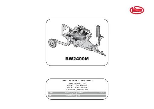 Vicon BW2400M Bale wrapper 2014 Parts Manual Catalog Pdf Download
