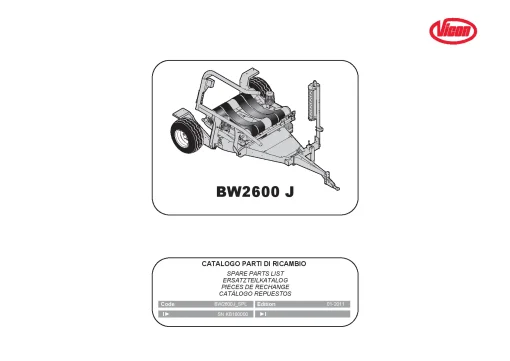 Vicon BW2600 J Bale wrapper 2011 Parts Manual Catalog Pdf Download