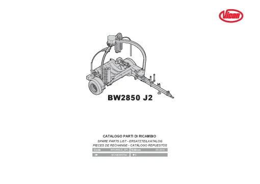 Vicon BW2850 J2 Bale wrapper 2014 Parts Manual Catalog Pdf Download