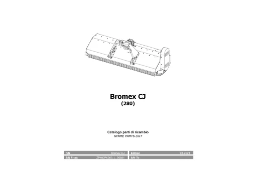 Vicon Bromex CJ 280 Topper 2021 Parts Manual Catalog Pdf Download