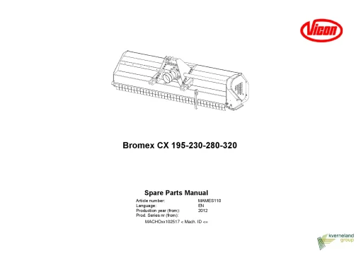 Vicon Bromex CX 195 230 280 320 Chopper 2012 Parts Manual Catalog Pdf Download