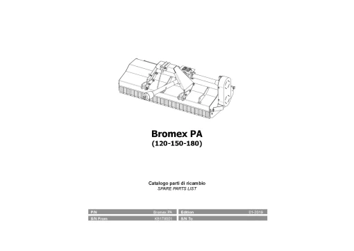 Vicon Bromex PA 120 150 180 Chopper 2019 Parts Manual Catalog Pdf Download