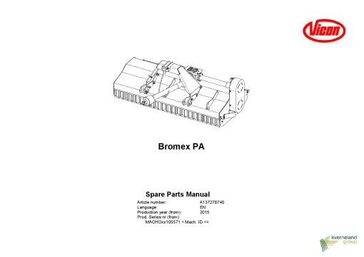 Vicon Bromex PA Chopper 2015 Parts Manual Catalog Pdf Download