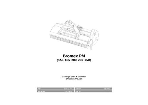 Vicon Bromex PM 155 185 200 230 250 Choppers 2019 Parts Manual Catalog Pdf Download