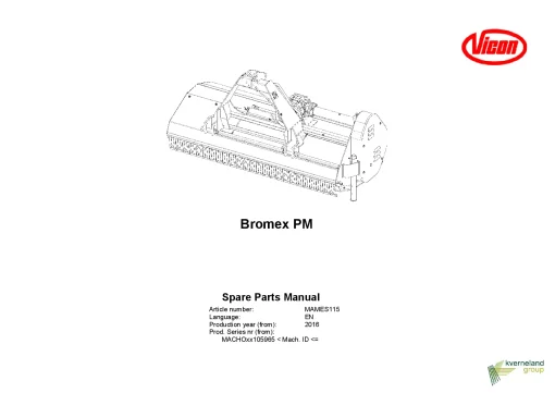 Vicon Bromex PM Choppers 2016 Parts Manual Catalog Pdf Download