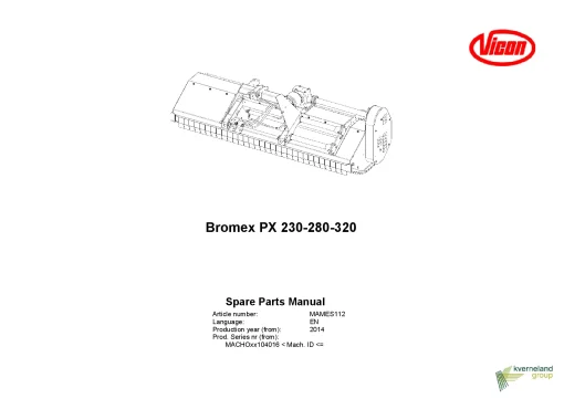 Vicon Bromex PX 230 280 320 Choppers 2014 Parts Manual Catalog Pdf Download