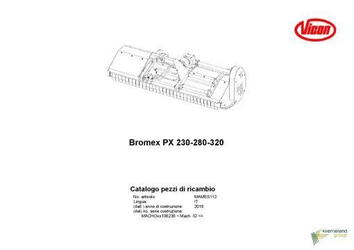 Vicon Bromex PX 230 280 320 Choppers 2017 Parts Manual Catalog Pdf Download