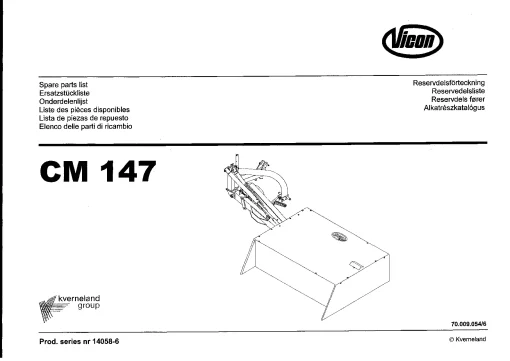 Vicon CM 147 Mowers Disc Plain 2002 Sn 14058-6 Parts Manual Catalog Pdf Download