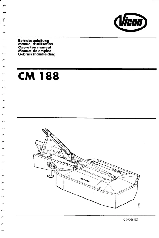 Vicon CM 188 Mower Conditiner 1997-1999 Operation Maintenance Manual PDF download