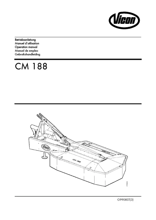 Vicon CM 188 Mower Conditiner 2001 21ST01 Operation Maintenance Manual PDF download