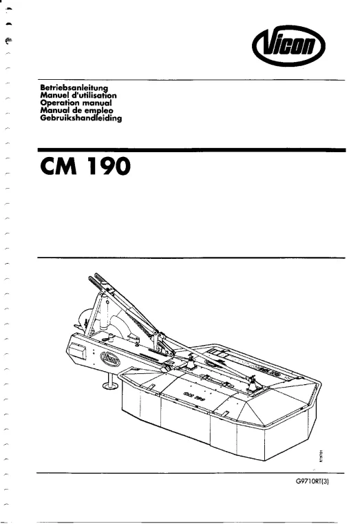 Vicon CM 190 Mower Conditiner 1997-1998 Operation Maintenance Manual PDF download