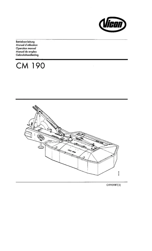 Vicon CM 190 Mower Conditiner 1999 -2000 Operation Maintenance Manual PDF download
