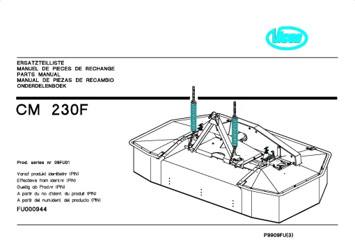 Vicon CM 203F Mower Conditioner 08FU01 Parts Manual Catalog Pdf Download