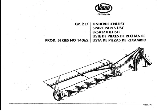 Vicon CM 217 Mowers Disc Plain 1996 Sn 14062 Parts Manual Catalog Pdf Download