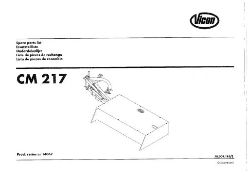 Vicon CM 217 Mowers Disc Plain 1996 Sn 14067 Parts Manual Catalog Pdf Download