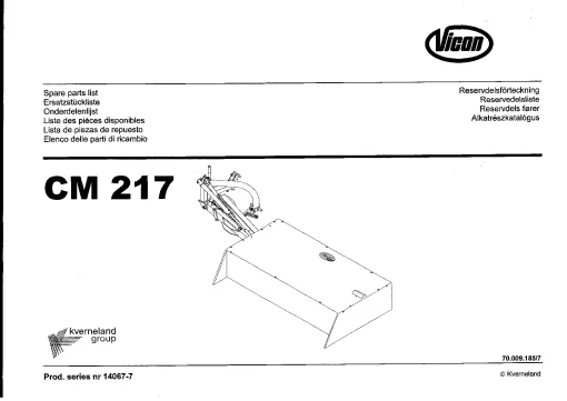 Vicon CM 217 Mowers Disc Plain 2002 Sn 14067-7 Parts Manual Catalog Pdf Download