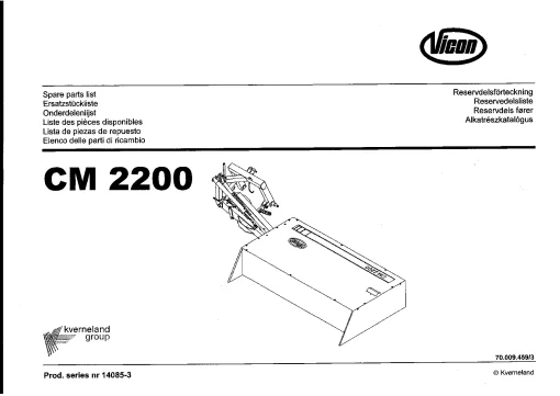 Vicon CM 2200 Mowers Disc Plain 2002-2004 Sn 14085-3 Parts Manual Catalog Pdf Download