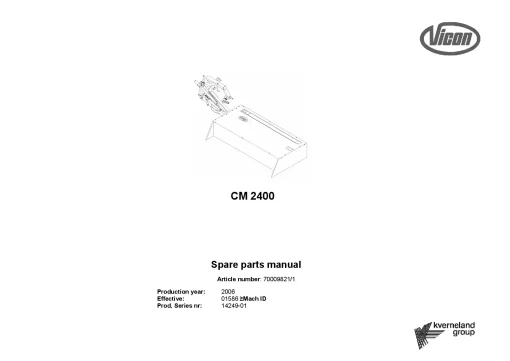 Vicon CM 2400 Mowers Disc Plain 2006 Sn 14249-01 Parts Manual Catalog Pdf Download