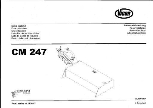 Vicon CM 247 Mowers Disc Plain 12003-2004 Sn 14068-7 Parts Manual Catalog Pdf Download
