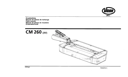 Vicon CM 260 (XV) Mower Conditioner 1998 Parts Manual Catalog Pdf Download