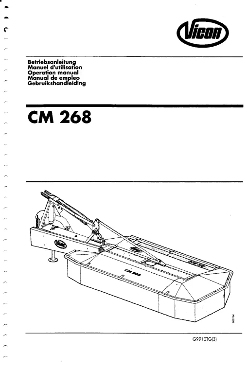 Vicon CM 268 Mower Conditiner 1999 Operation Maintenance Manual PDF download