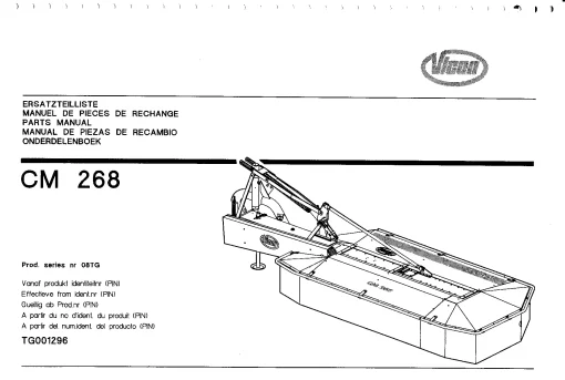 Vicon CM 268 Mower Conditiner 2001 08TG Parts Manual Catalog Pdf Download