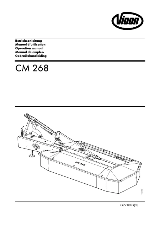 Vicon CM 268 Mower Conditiner 2003 13TG01 Operation Maintenance Manual PDF download