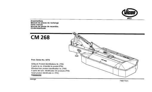 Vicon CM 268 Mower Conditioner 1998 Parts Manual Catalog Pdf Download