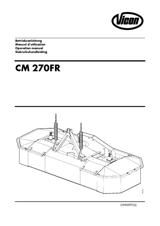 Vicon CM 270FR Mower Conditioner 27TF01 Operation Maintenance Manual PDF download