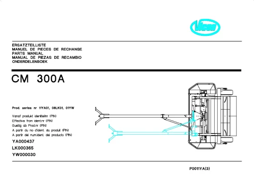 Vicon CM 300A Mower Conditioner 2003 11YA01 08LK01 01YW Parts Manual Catalog Pdf Download