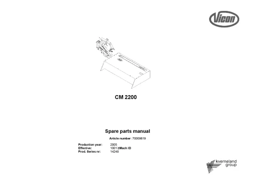 Vicon CM2200 Mowers Disc Plain 2005 Sn 14248 Parts Manual Catalog Pdf Download