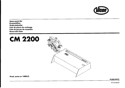Vicon CM2200 Mowers Disc Plain Sn 14085-2 Parts Manual Catalog Pdf Download