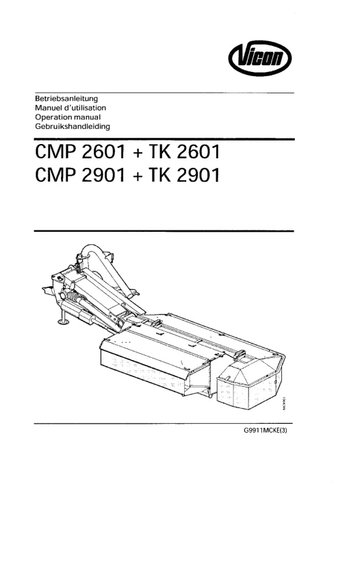 Vicon CMP- 2601 2901 TK- 2601 2901Conditioners Rear mounted G9911MCKE-3 Operation Maintenance Manual PDF download