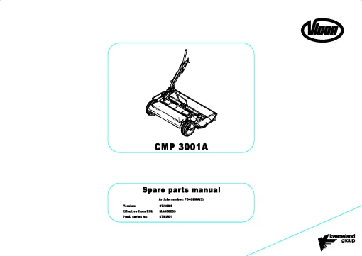 Vicon CMP 3001A Mower Conditioner 2004 07MA01 Parts Manual Catalog Pdf Download