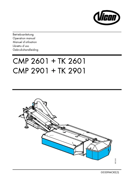 Vicon CMP TK- 2601 2901 Mower Conditiner 2004 08MKE01 Operation Maintenance Manual PDF download
