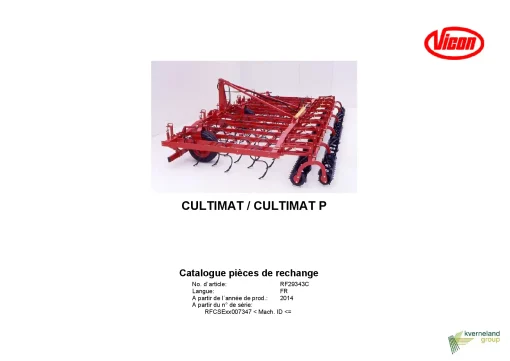 Vicon Combimat ( P) Culivator Seedbed 2014 Parts Manual Catalog Pdf Download