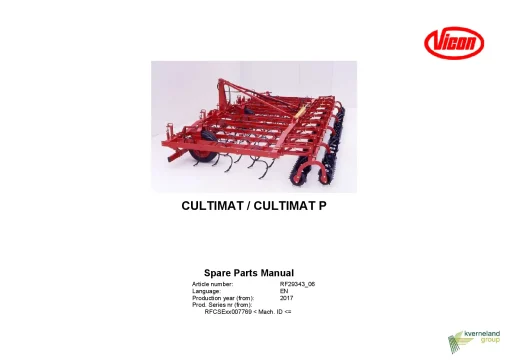 Vicon Combimat ( P) Culivator Seedbed 2017 Parts Manual Catalog Pdf Download