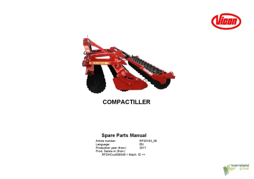 Vicon Compactiller Disc Harrow 2017 Parts Manual Catalog Pdf Download