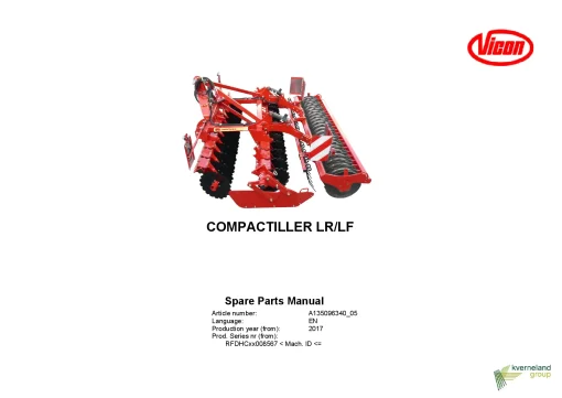Vicon Compactiller LR LF Disc Harrow 2017 Parts Manual Catalog Pdf Download
