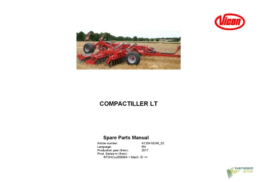 Vicon Compactiller LT Disc Harrow 2017 Parts Manual Catalog Pdf Download