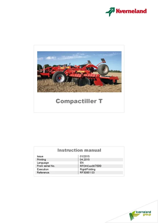 Vicon Compactiller T Disc Harrow 2015 Operation Maintenance Manual PDF download