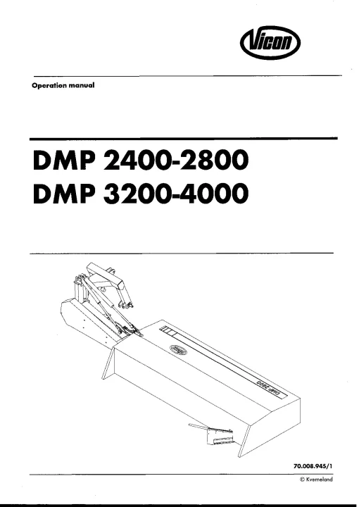 Vicon DMP 2400 2800 3200 4000 Mowers Disc Plain 2000-2002 Operation Maintenance Manual PDF download