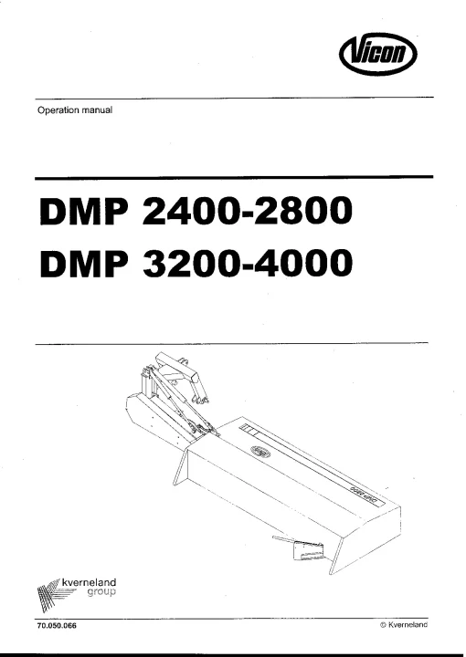 Vicon DMP 2400 2800 3200 4000 Mowers Disc Plain Rear mounted 2002-2004 Operation Maintenance Manual PDF download