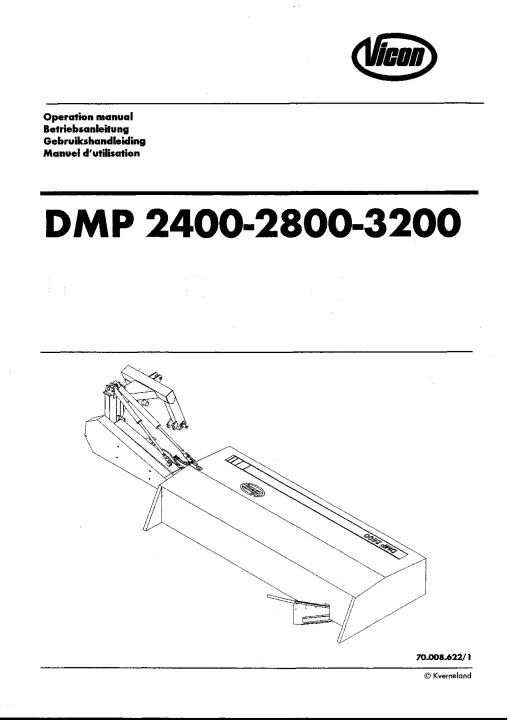 Vicon DMP 2400 2800 3200 Mowers Disc Plain 1997-1999 Operation Maintenance Manual PDF download