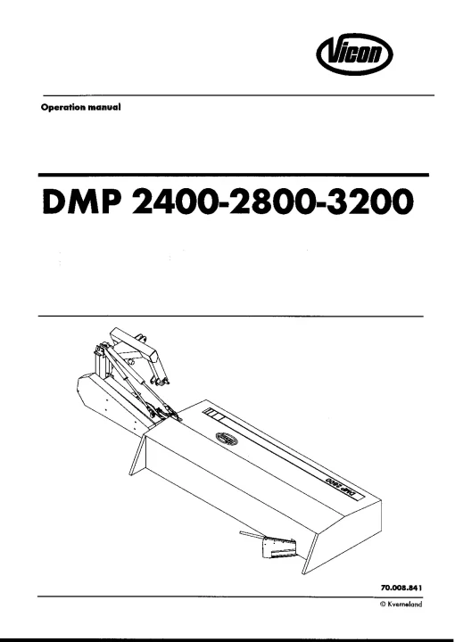 Vicon DMP 2400 2800 3200 Mowers Disc Plain Rear mounted 1999-2000 Operation Maintenance Manual PDF download