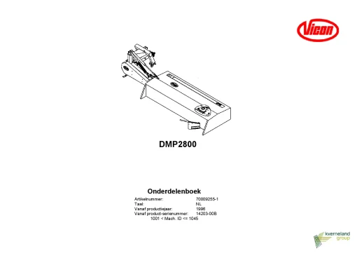 Vicon DMP 2800 Mowers Disc Plain 1996 Sn 1001-1045 Parts Manual Catalog Pdf Download
