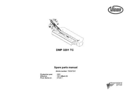 Vicon DMP 3201 TC Mower Conditioner 2005 Sn 27420-1 Parts Manual Catalog Pdf Download