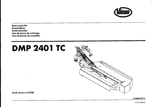 Vicon DMP2401TC Mower Conditioner 2001 Sn 27320 Parts Manual Catalog Pdf Download