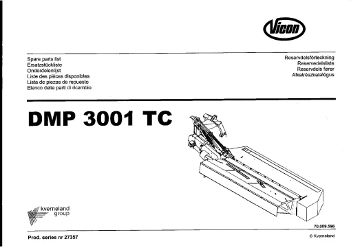 Vicon DMP3001TC Mower Conditioner 2003 Sn 27357 Parts Manual Catalog Pdf Download